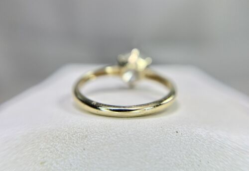 Vintage Yellow Gold Natural Round Rustic Style Diamond Solitaire Engagement Ring