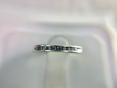 10k White Gold Round Brilliant Diamond Channel Set Wedding Band Ring 1/5 ct