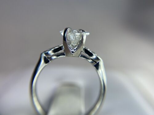 Vintage 14k White Gold Natural Princess Cut Round Diamond Engagement Ring