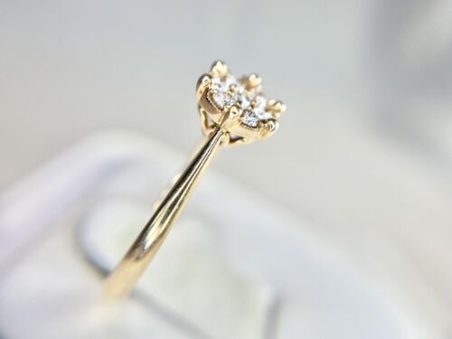 18k Yellow Gold Natural Round Brilliant Diamond Cluster Engagement Ring 1/3 ct