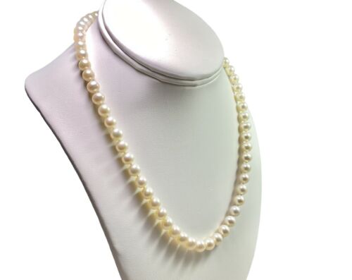 Vintage Art Deco Filigree 14k Yellow Gold White Round Cultured Pearl Necklace