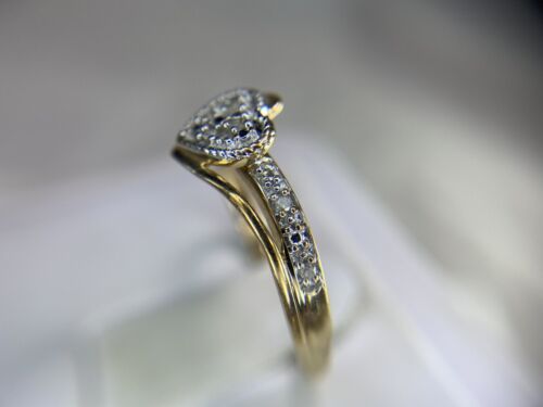 10k Yellow Gold Designer Natural Round Diamond Heart Shape By-Pass Ring