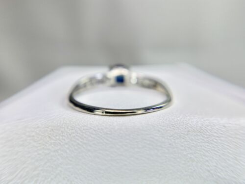 Vintage Art Deco Platinum Round Blue Sapphire Single Cut Diamond Engagement Ring