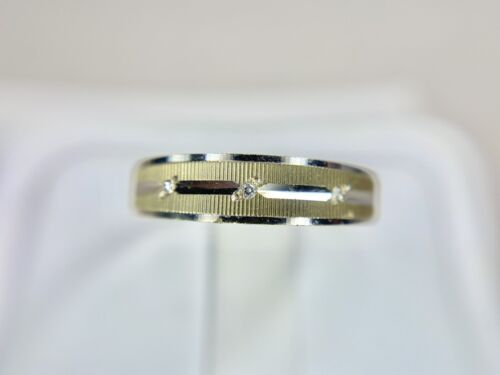 Vintage 14k Natural Round Small Diamond Polished Wedding Band Stack Ring