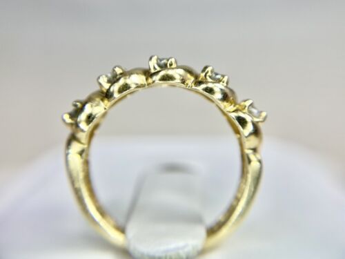 Vintage 14k Yellow Gold Natural Round Brilliant Diamond Five Stone Band Ring