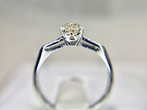 Art Deco Platinum Natural Old Miner Round Diamond Engagement Ring