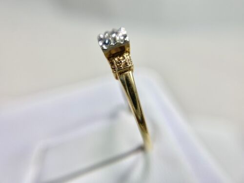 Vintage Retro 14k Yellow Gold Natural Round Single Cut Diamond Engagement Ring