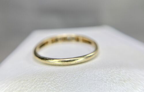 Vintage Art Deco 14k Yellow Gold Round Single Cut Diamond Wedding Band Ring