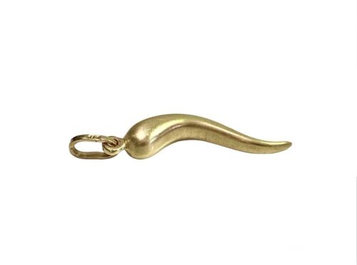 Vintage 14k Yellow Gold Italian Horn Charm Pendant 