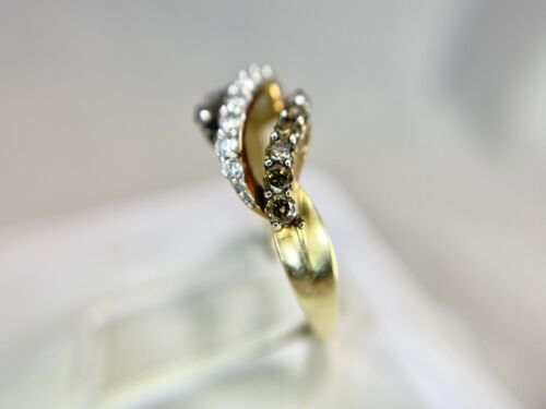 10k Yellow Gold Designer Fancy Brown Color Round Brilliant Natural Diamond Ring