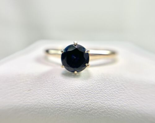 Vintage Victorian 10k Rose Gold Natural Blue Sapphire Buttercup Solitaire Ring