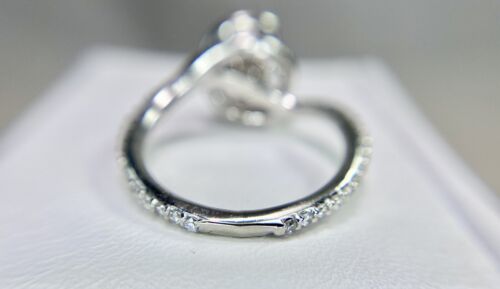 14k White Gold Designer Signed Lab Grown Round Brilliant Diamond Engagement Ring