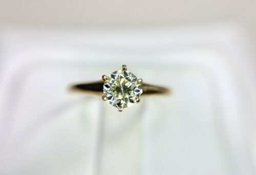 Art Deco 14k Yellow Gold Natural Old European Diamond Solitaire Engagement Ring