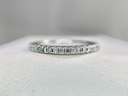 Vintage 10k White Gold Natural Round Diamond Wedding Band Ring