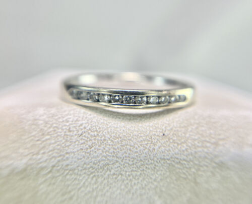 14k White Gold Round Brilliant Diamond Channel Set Wedding Band Ring