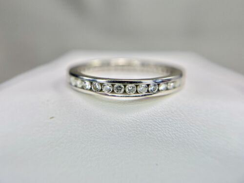 18k White Gold Natural Round Brilliant Diamond Channel Set Eternity Band Ring