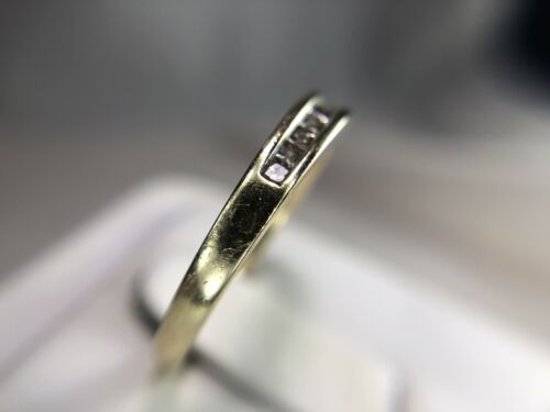 14k Yellow Gold Princes Cut Natural Diamond Channel Set Wedding Band Ring 1/5 ct