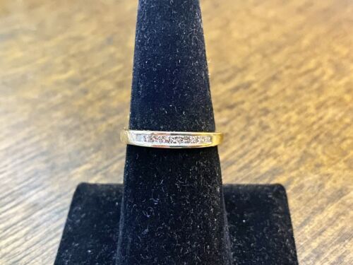 14k Yellow Gold Natural Princess Cut Channel Set Wedding Band Ring