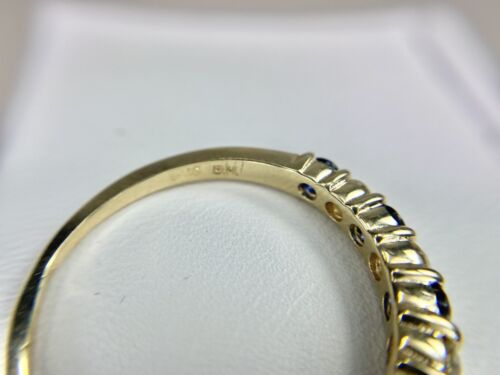 Vintage 14k Yellow Gold Effy Natural Round Blue Blue Sapphire Wedding Band Ring