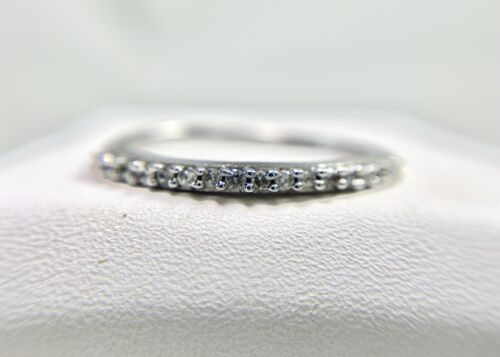 10k White Gold Designer Signed Natural Round Diamond Wedding Band Stack Ring