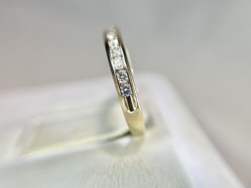 10k Yellow Gold Natural Round Brilliant Diamond Channel Set Wedding Band Ring 