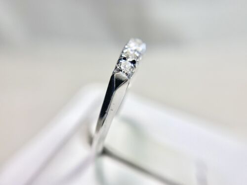 Vintage Art Deco 14k White Gold Old European Diamond Wedding Band Ring