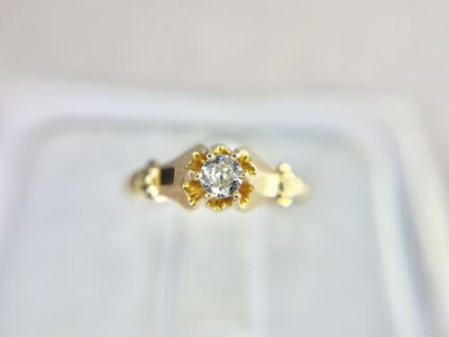 Art Deco 14k Yellow Gold Natural Old European Diamond Filigree Engagement Ring