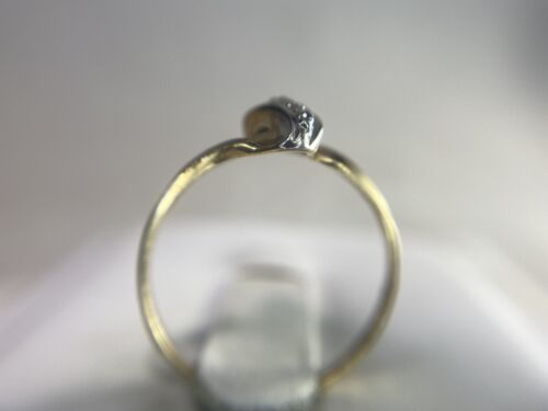 Estate 10k Yellow Gold Signed Natural Round Single Cut Diamond Small Ring