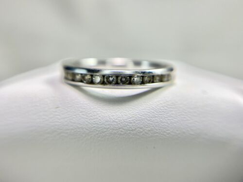 14k White Gold Natural Round Brilliant Diamond Channel Set Wedding Band Ring