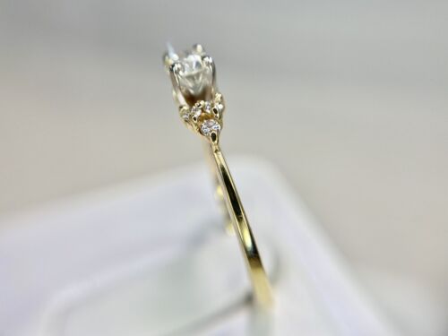 Vintage 14k Yellow Gold Designer Natural Round Diamond Small Engagement Ring