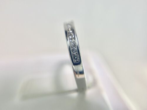 14k White Gold Round Brilliant Diamond Channel Set Wedding Band Ring 1/5 ct