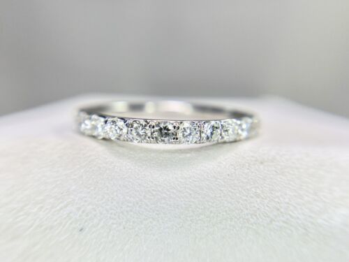 14k White Gold Natural Round Brilliant Diamond Wedding Band Ring