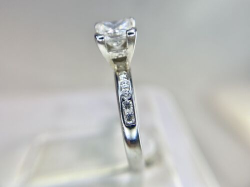 14k White Gold Natural Princess Cut Round Brilliant Diamond Engagement Ring