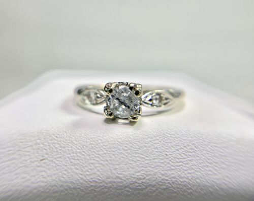 Vintage Antique 14k Yellow Gold Natural Round Diamond Classic Engagement Ring