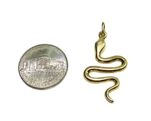 Vintage Designer 14k Yellow Gold Snake Pendant 