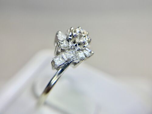 Vintage 14k White Gold Old European Square French Cut Diamond Engagement Ring