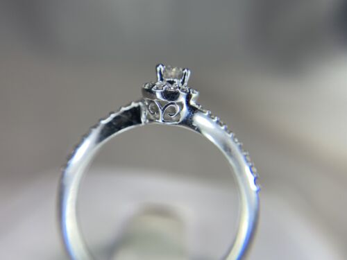 10k White Gold Designer Round Brilliant Diamond Halo Engagement Ring 1/3 ct