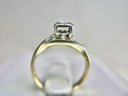 Vintage 14k Yellow Gold Round Single Cut Natural Diamond Wedding Ring Set 1/4 ct