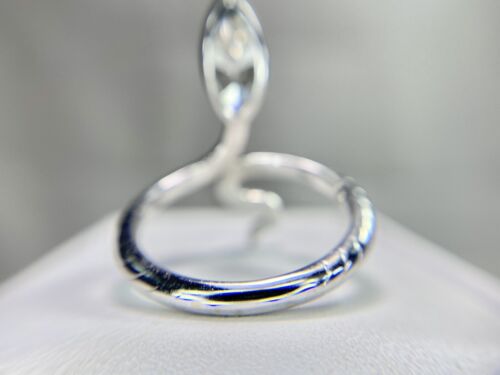 Vintage 18k White Gold Marquise Shape GIA Certified Diamond Snake Ring