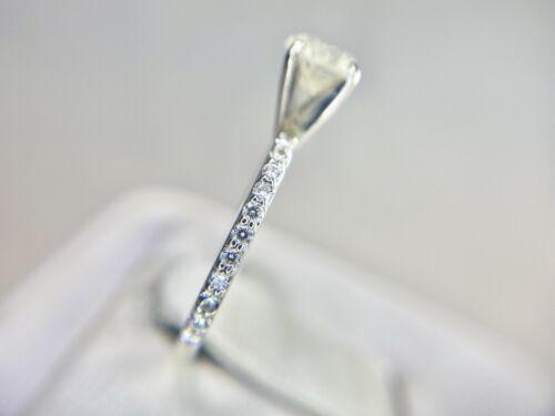 14k White Gold Natural Round Brilliant Pave Diamond Engagement Ring 3/4 ct