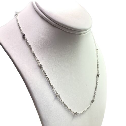 10k White Gold Natural Round Diamond Bezel Diamond By The Yard Necklace