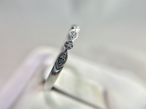 14k White Gold Designer Natural Round Brilliant Diamond Marquise Stack Ring