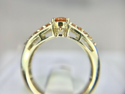 Vintage 14k Yellow Gold BH Effy Natural Oval Orange Sapphire Round Diamond Ring