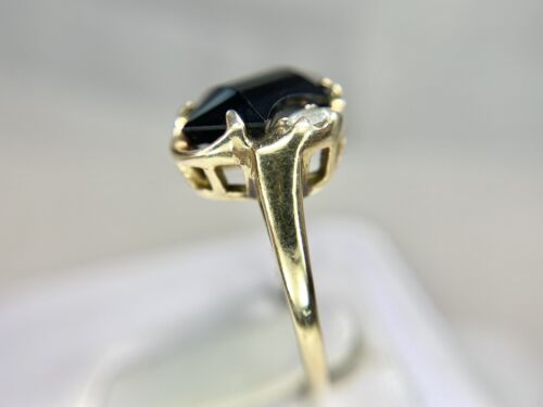 Vintage Victorian Era 10k Yellow Gold Custom Cut Black Onyx Cocktail Ring