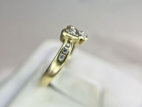 10k Yellow Gold Designer Natural Round Diamond Heart Shape By-Pass Ring