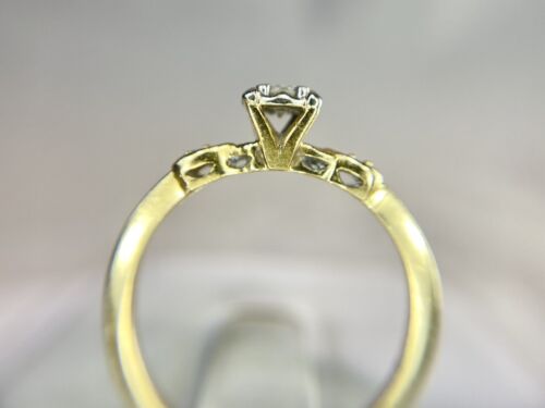 Vintage 14k Yellow Gold Natural Round Diamond Small Engagement Ring 1/5 ct