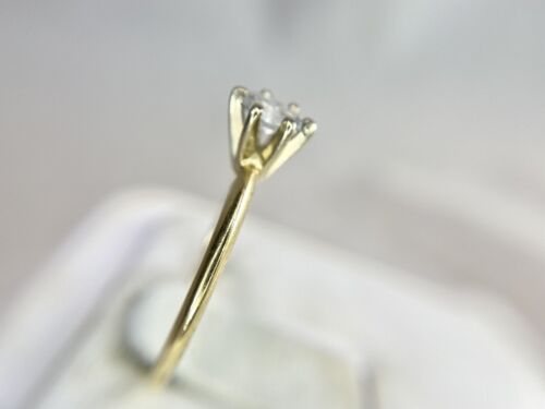 Vintage 14k Yellow Gold Marquise Cut Natural Diamond Solitaire Small Engagement 