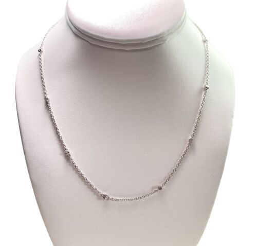 10k White Gold Natural Round Diamond Bezel Diamond By The Yard Necklace