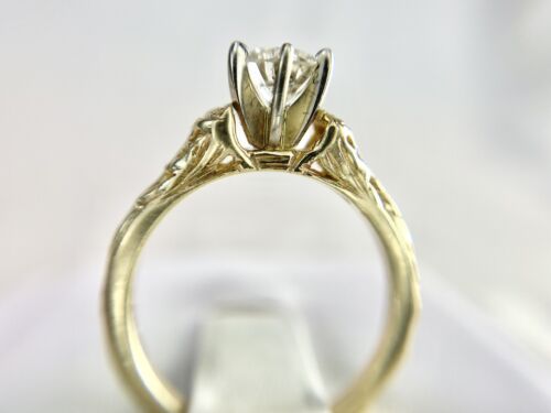 Vintage Art Deco 14k Yellow Gold Natural Round Diamond Solitaire Engagement Ring