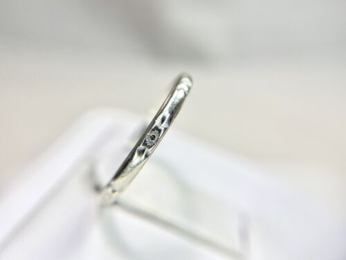 Vintage Art Deco 14k White Gold Hand Engraved Flower Wedding Band Ring